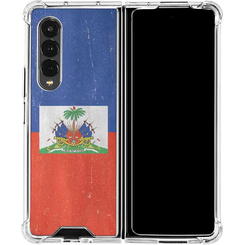 Haiti Flag Distressed Galaxy Z Fold4 5G Clear Case